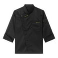 thumbnail image 3 of YONGHS Men Women Short&Long Sleeve Chef Coat Unisex Restaurant Kitchen Cook Jacket Uniform Shirt Black Long Sleeve M, 3 of 5