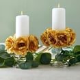 50 Pack Gold Roses Artificial Flowers Bulk, 3 Inch Stemless Fake Silk
