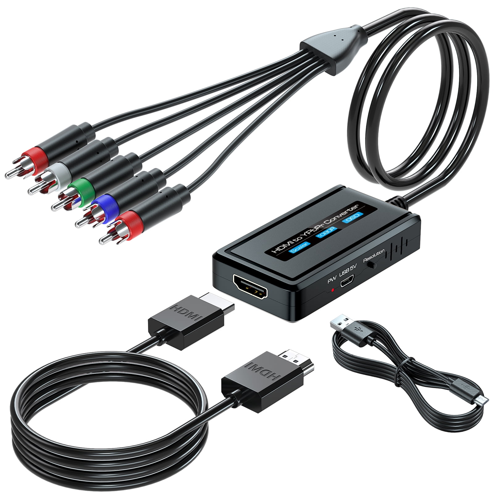 HDMI to Component Scaler Converter, 1080P HDMI to YPbPr RGB Converter