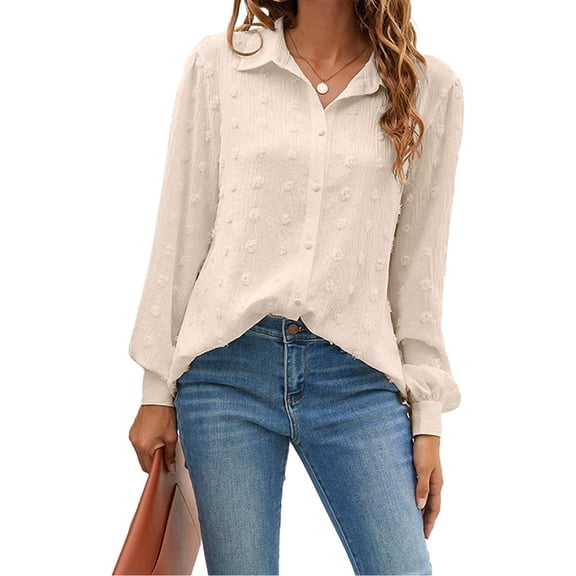 Womens Button Down Shirts White Long Sleeve Collared Business Casual Tops Work Blouses