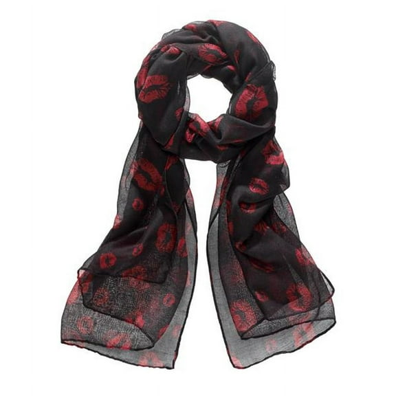 Wild Red and Black Kisses Scarf - By Ganz