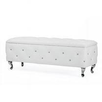 Baxton Studio Seine White Leather Contemporary Storage Ottoman
