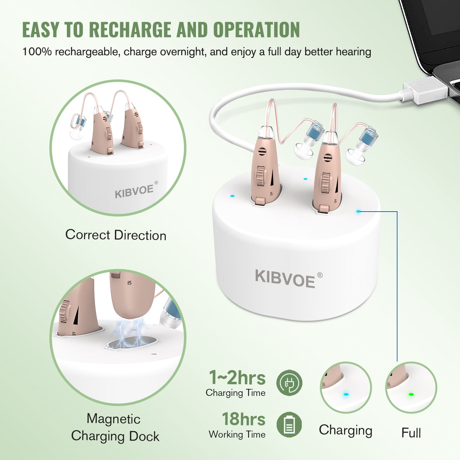 Sound Amplifier for Ears, Mini In-Ear Digital Sound Amplifier for Seniors and Adults, Rechargeable Amplifier, with Portable Charging Case, Binaural(White)
