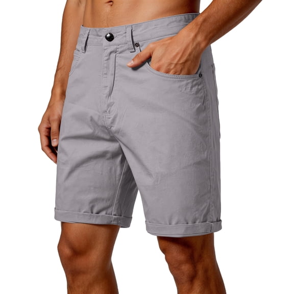 Men's Stretch Chino Short Slim Fit Flat Front Shorts Summer Casual Shorts with Pocket Light Gray 3XL