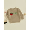 thumbnail image 3 of aturustex Toddler Baby Girl Birthday Cozy Sweaters 9M 12M 18M Infant Long Sleeve Knit Pullovers Round Neck Knitted Jumpers Strawberry Embroidery Knitwoose Warm Casual Clothes for Spring Fall, 3 of 7