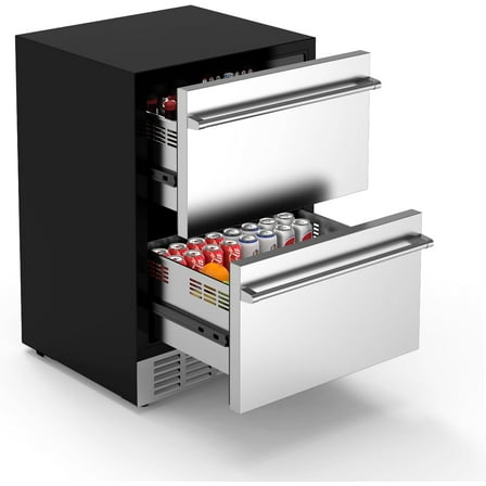 Under Counter Drawer Fridge, 24 Inch Double Drawer Beverage Cooler, Outdoor Kitchen Fridge