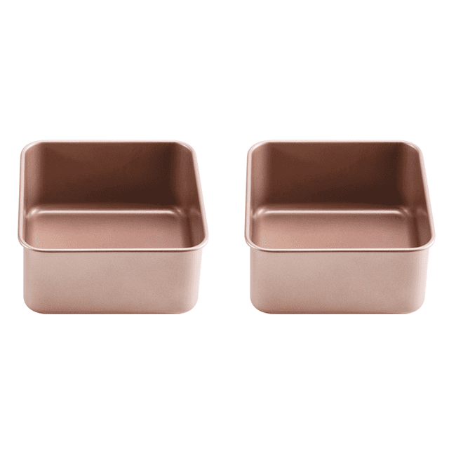 2X Gold Square Cake Mould Thickening Non-Stick Ancient Baking Tray Square Deep Baking Pans Barbecue Bread Cake Mold