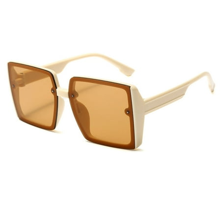 

Vintage Kids One-Piece Sunglasses UV Blocking Anti-UV Multiple Colors Lens Eyewear for Baby Toddler Children Cream-colored Framed Tea Tablets