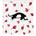 thumbnail image 3 of Ambesonne Kitten Shower Curtain, Cat Sleeping Tulips, 69"Wx84"L, Black White Pink, 3 of 3