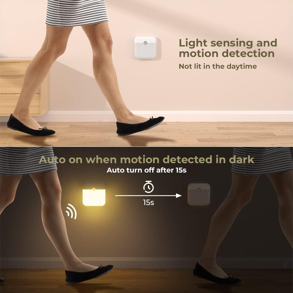 LED Night Light, Indoor Motion Sensor Lamp, Automatic Night Light with Magnetic Attachment, Children's Night Light for Baby Room, Kitchen, Hallway, Staircase, Living Room (Set of 2)