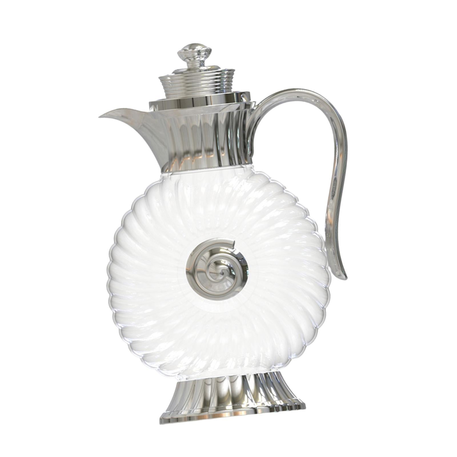 Fiocias Glass Pitcher Arabic Glass Carafe Lemonade Container 1.8L Coffee Server Portable Argent