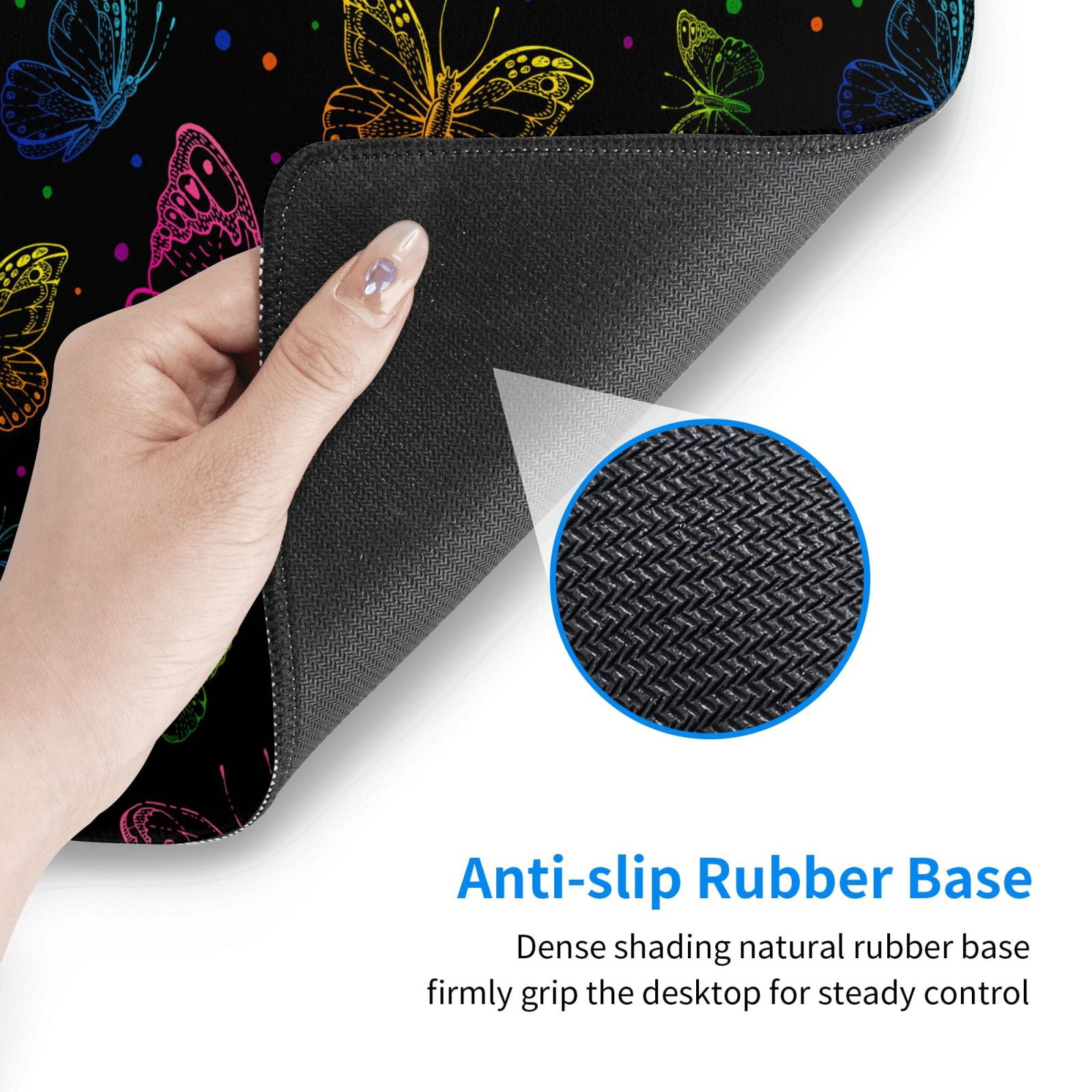 Rateoe Butterfly Print Mouse Pad - Extended Large Gaming Mousepad,Non-Slip Stitched Edge,16x29.5 Inch