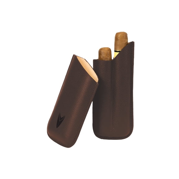 2 Stick Brown Leather Cigar Case