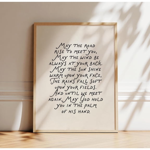 Irish Blessing Print May The Road Rise To Meet You Typography Wall Art Celtic Home Decor