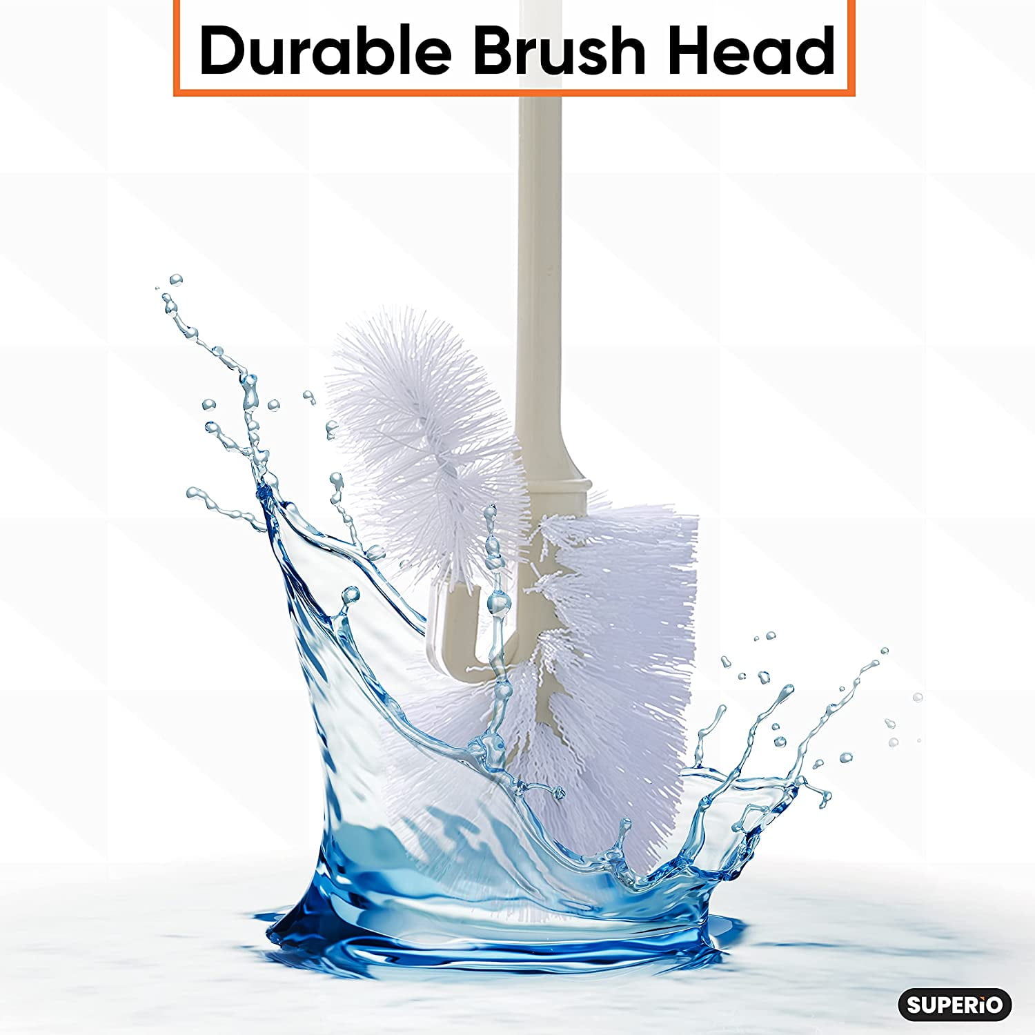 Superio Toilet Bowl Brush and Holder with Under Rim Cleaner for Bathroom, Toilet Brush and Caddy with Non Scratch Bristles and Under Rim Lip Brush, Beige (2 Pack)