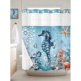 thumbnail image 2 of Seahorse No Hook Shower Curtain and Liner Set Coral Starfish Ocean Coastal Shower Curtains with Snap-in Liner & See Through Top Window Hotel Style for Bathroom Decor 72x72 Inch, 2 of 8
