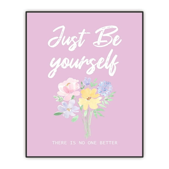 Buffay Taylor Wall Decor, Purple Wall Decor, Affirmation Quote Poster, Just be Yourself There Is No One Better, Inspirational Room Decor for Women, Teen Girls, Floral Wall Art Print Unframed (8"x10")
