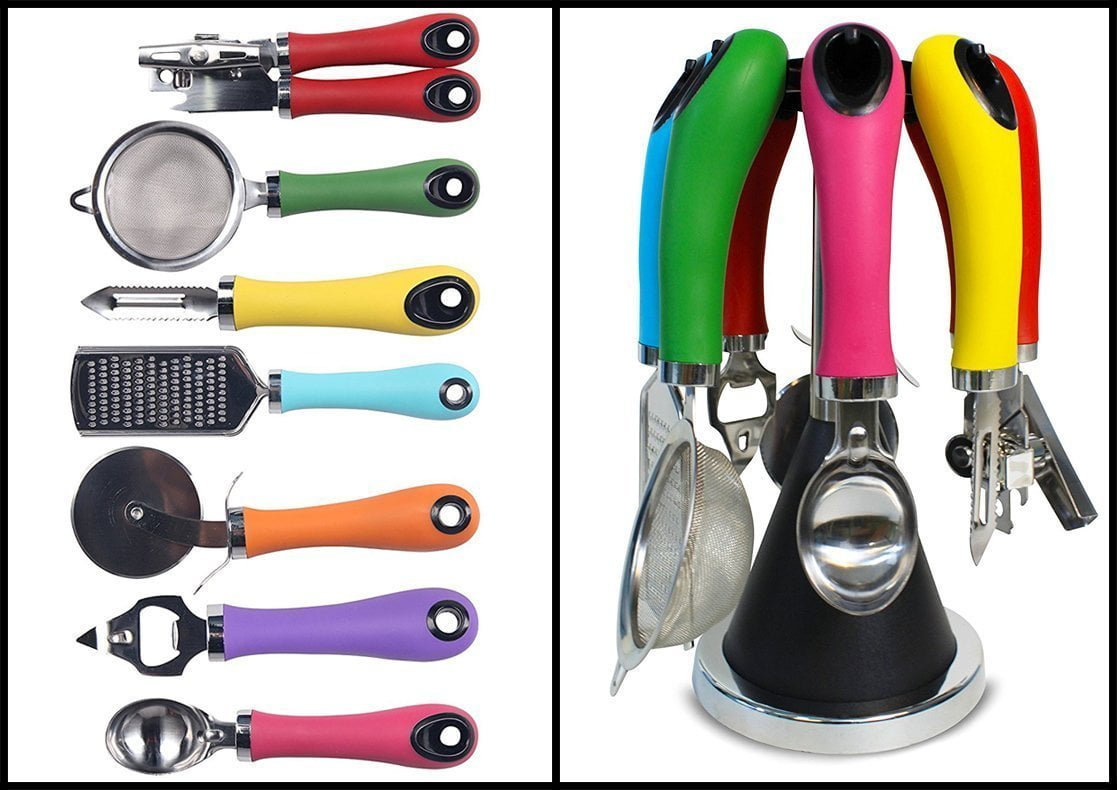 8Piece Stainless Steel Kitchen Gadget Tool Set With Storage Stand