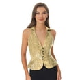 thumbnail image 3 of Hansber Womens Sequin Vest Sparkle Glitter Concert Party Dressy Waistcoat Disco Dance Shiny Jacket Top Gold S, 3 of 6