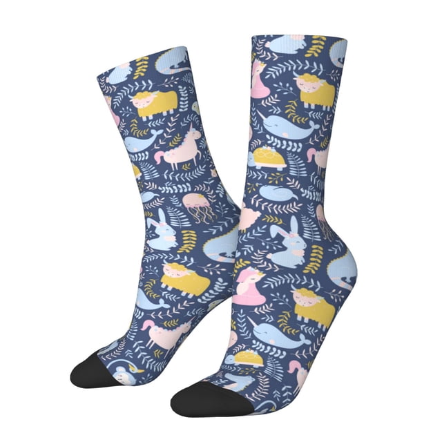 Balery Cute Baby Animals Calcetas Largas con Estampado para Hombre y Mujer – Suaves y Transpirables, Talla Única (US 5-11)