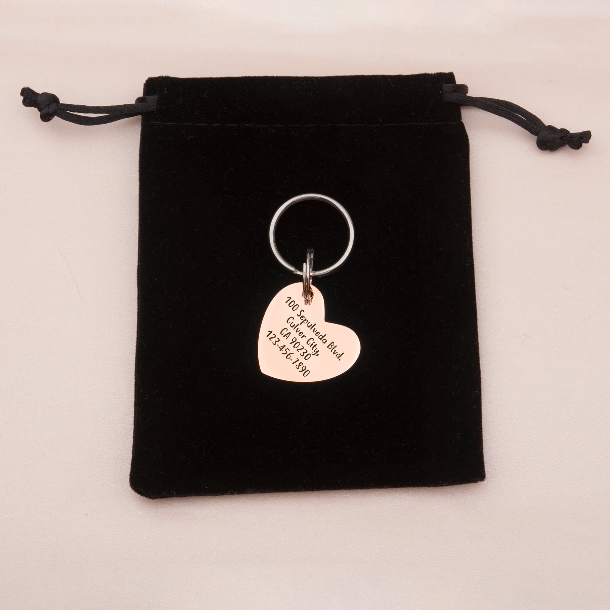 Anavia Stainless Steel & Metal Heart Cute Girl Birthday, Holiday & Christmas Engraved Dog ID Tag, Rose Gold, L