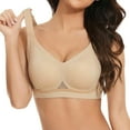 thumbnail image 3 of Wireless Jelly Bras for Women Seamless No Underwire Bralettes Full Coverage Push Up Comfrot Tshirt Everyday Bras (Beige,XXL), 3 of 8