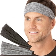 New Hipsy Men's Sports Adjustable & Stretchy Xflex Headband Gift Pack (Heather Charcoal & Grey Xflex Band 2pk)