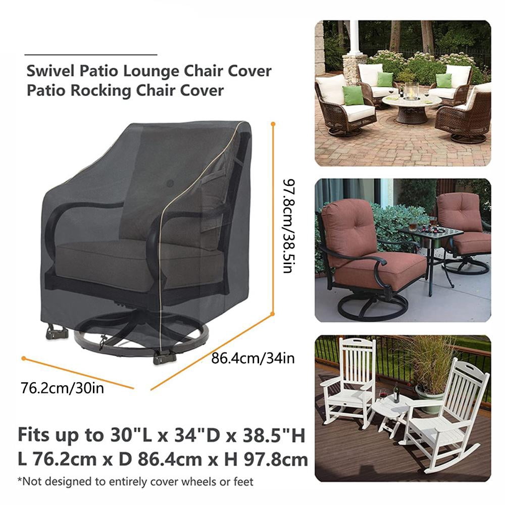 2 Pack Patio Chair Covers, Heavy Duty Waterproof Outdoor Swivel Lounge Chair Covers, 30" W x 34" D x 38.5" H, All-Weather Protection for Rocking Furniture