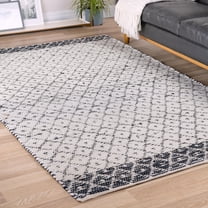 Unique Loom Chindi Trellis Collection Area Rug - Sand (8' x 10' Rectangle Ivory/Navy Blue)