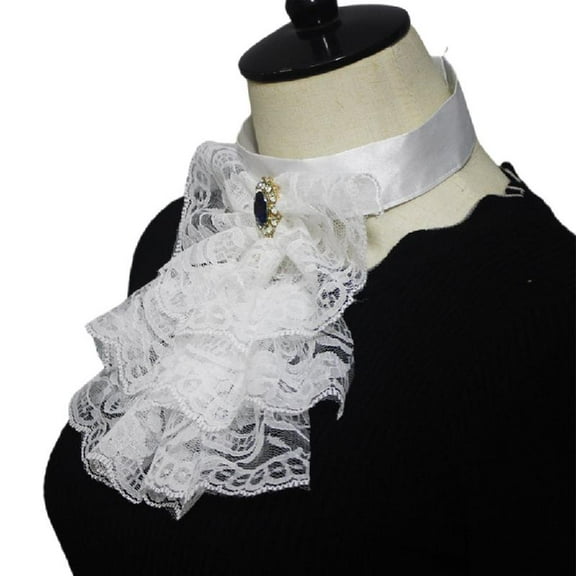 Yokua Elizabethan Tulle Ruffled Collar Victorian Neck Ruff Detachable Lace Collar