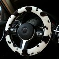 thumbnail image 4 of NETSENG Plush Cow Print Steering Wheel Cover Fluffy Universal 15 inch for Women Girls, 4 of 7