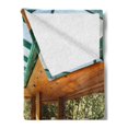 thumbnail image 2 of Modern Soft Flannel Fleece Blanket, Residential House Large Indoor Pool Furniture Sunrays Leisure Time Print, Cozy Plush for Indoor and Outdoor Use, 60" x 80", Green Pale Brown Blue, by Ambesonne, 2 of 5