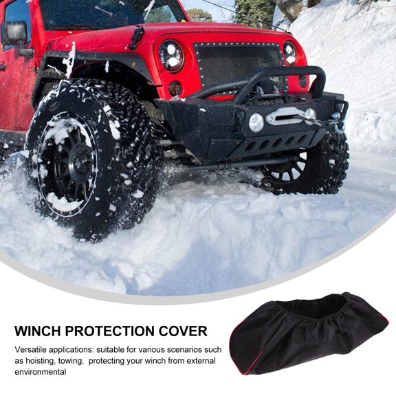OUNONA Heavy Duty Car Winch Cover Waterproof Oxford Cloth Winch Protection Cover Universal Auto Winch Protection Cover Black