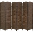thumbnail image 1 of FDW 6 Panel Room Divider Folding Privacy Screen, 6FT Portable Indoor Partition Wall, Wooden Folding Room Separator, Brown, 1 of 7