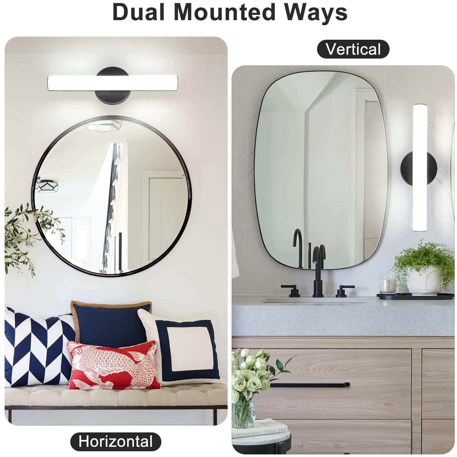 Modern Dimmable Led Vanity Light Bar Lighting Fixtures  15.9 Inch Bathroom Fixture 15w 1300lm Daylight White 5000k Wall Sconces