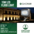 thumbnail image 2 of GKOplus Waterproof Outdoor 15W Super Bright LED 1370 Lumens Flood & Security Lights (2 Pack), 2 of 5