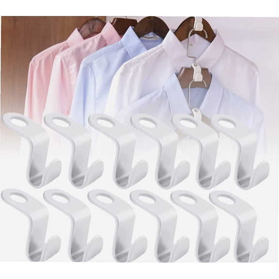 Clothes Hanger Connector Hooks, Closet Space Triangles, Hanger Hooks, Space Triangles for Hangers, Hanger Extender Clips, Space-Saving Clothes Hanger Connector Hooks, Hooks for Hanging (12Pcs B)