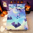thumbnail image 4 of Erosebridal Cartoon Bat Bed Sheets, Butterfly Sky Full Size Sheets, Light Blue Plum, Colorful Stars Reversible, 4-Piece, 1 Flat Sheet, 1 Fitted Sheet and 2 Pillowcases, 4 of 6