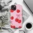 thumbnail image 6 of Cherry Pattern Phone Case, Cute Pink Aesthetic iPhone Cover with Red Cherries & Bow Illustration, Protective Case for iPhone 17 16 15 14 13 12 11 Pro Max Plus Mini, 6 of 6