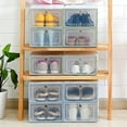 thumbnail image 3 of Walbest Stackable Transparent Shoe Storage Box - PP Clear Plastic Stackable Shoe Organizer, Front Opening Shoe Container Box for Closets, Space Saver Shoe Box Bin, 3 of 7