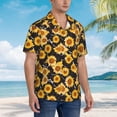 thumbnail image 2 of Lsque Black Marble Pattern Sunflower pattern Hawaiian Shirt for Men, Unisex Summer Beach Casual Short Sleeve Button Down Shirts-Large, 2 of 9