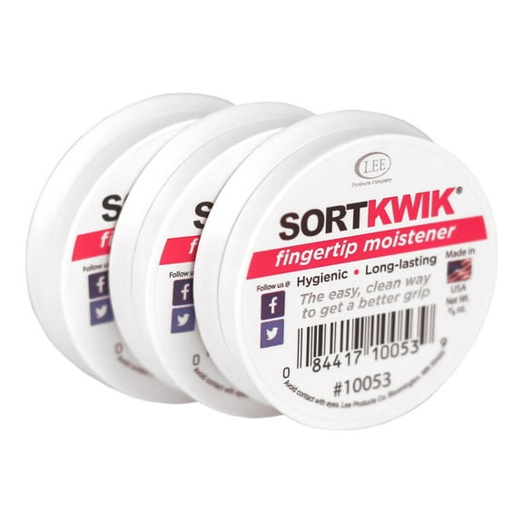 Lee® Sortkwik™ Hygienic Fingertip Moistener, 50% Recycled, 0.63 Oz, Pink, Pack Of 3