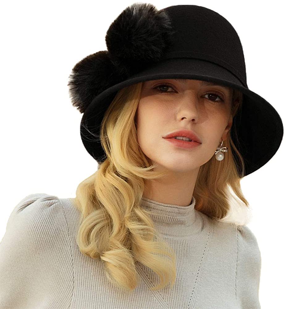 Women's Wide Brim Wool Felt Fedora 