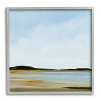 Stupell Industries Simple Beach Landscape Landscape Painting Gray Framed Art Print Wall Art, 24 x 24