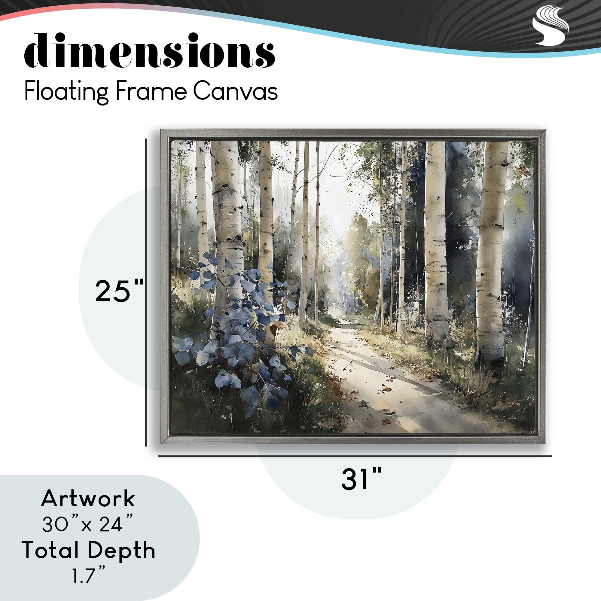 Stupell Industries Blue Birch Sunlit Forest Gray Framed Floater Canvas Wall Art, design by Franklyn Gregory