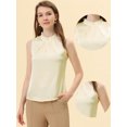 thumbnail image 2 of Top de Satén Allegra K Sin Mangas Verano Con Volantes En El Cuello Y Parte Delantera Plisada Mujer Leche Blanca M, 2 of 5