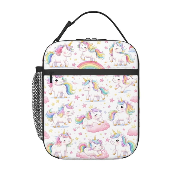 Cute Unicorn Rainbow Lunch Bag Portable Thermal Lunch Box for Men and Women