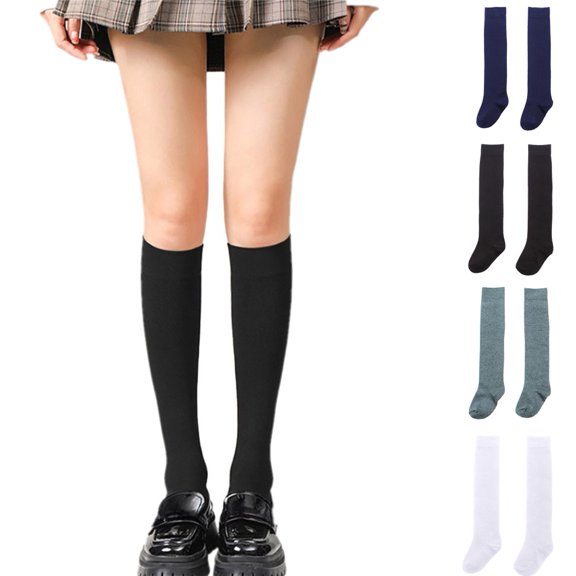 Uccdo 2/4 Packs Girls Knee High Socks Boys School Uniform Socks Kids Seamless Soccer Socks Cotton Long Socks