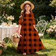 thumbnail image 7 of Atogsazn Girl's Summer Plaid Maxi Dress Kids Casual Flowy Ruffle Short Sleeve Dresses Tiered Sundress Orange 7-8 Years Fashion, 7 of 7