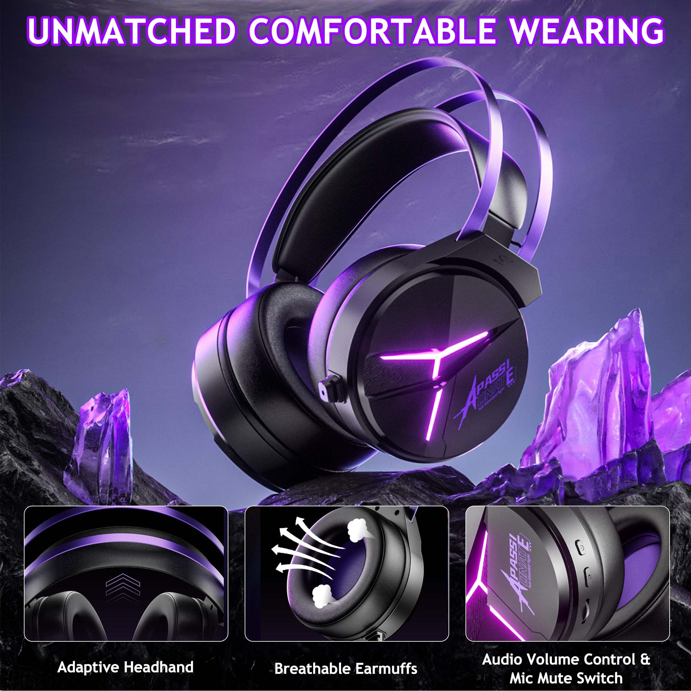Wireless Gaming Headset for PS5/PS4/Nintendo Switch/PC - 2.4GHz & Bluetooth 5.3 Gaming Headphone with Noise-Canceling Mic & 7.1 Surround Sound